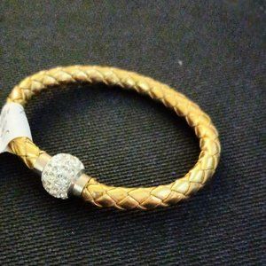 Leather Bracelet with Rhinestones